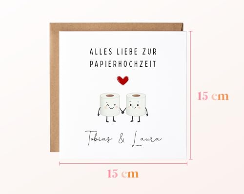 Karte zum 1 Hochzeitstag, Karte zur Papierhochzeit, personalisierte Hochzeitstagskarte, Geschenk zum Hochzeitstag, besondere Karte zum Hochzeitstag, Glückwunschkarte Hochzeitstag, Karte mit Namen