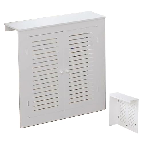 WPWSDWMX Gabinete de Cubierta de Radiador Blanco con Puertas de Persiana, Gabinete de Calefacción con Protección de Listones de Tres Lados, Tablero de PVC Lavable(60 * 80cm)