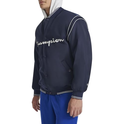 Champion Men's Satin Varsity Bomber Jacket with Logo3