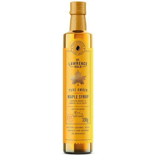 Image of St Lawrence Gold Natural Amber Maple Syrup Special Edition 330g – 100% Pure Canadian Grade A Rich Taste, Premium Quebec Tree Sap Syrup for Pancakes, Baking & Breakfast.
