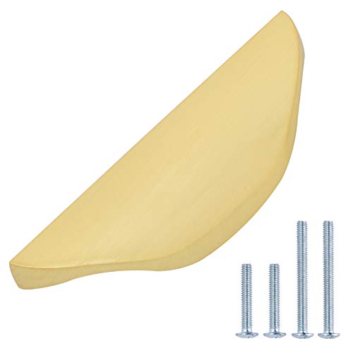 AmazonBasics AB3500-BB-10 Modern Finger Drawer Pull, 3.07" Length, (1.26" Hole Center), Brushed Brass