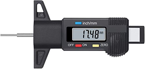 AUTOUTLET Reifen Profiltiefenmesser Reifenprofilmesser, 0–25,4 mm Auto Profilmesser Digital Tiefenmesser mit LCD Display, Reifen Profilmesser Messchieber für PKW, Vans, LKW