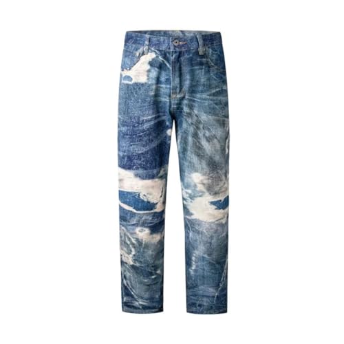Men's Street Retro Jeans Loose Personality Design Sense Mop Pants3