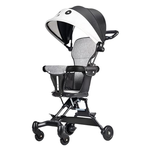 LeeQinersw Cochecito de Bebé Plegable Silla Ligera Bidireccional Carrito Compacto Infantil para Viajes Silla Portátil con Mecanismo Avanzado de Ruedas G, Patrón de Panda