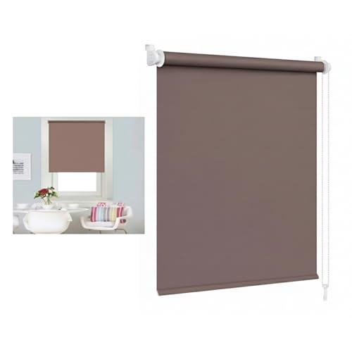 Estores Enrollables Opacos | con Tejido de Calidad | Poliester | Efecto Blackout | Oscurecimiento Total y Privacidad para Salón, Dormitorio, Baño y Oficina |180x120 cm (Marron)