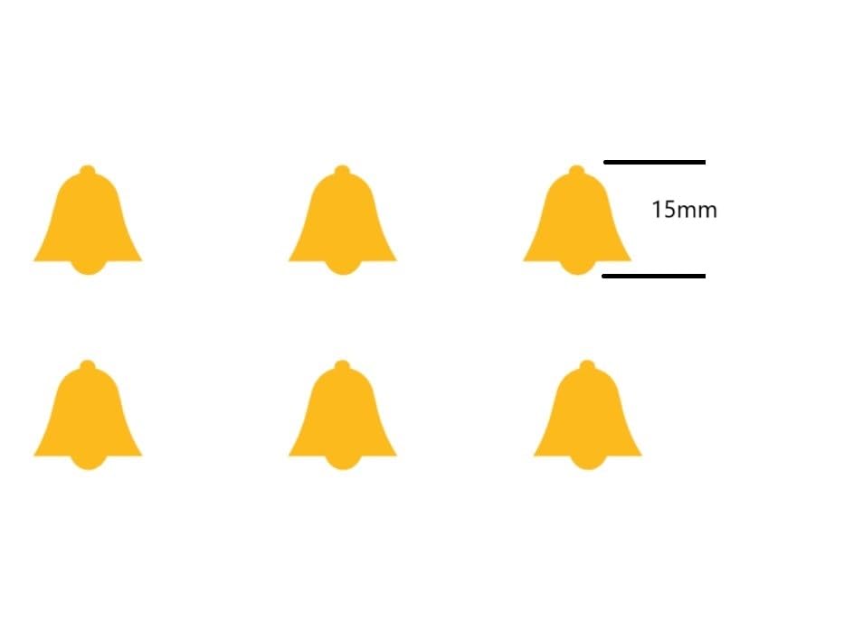Pack of 6 Bells Sticker Symbol Sticker Decal (RPMs4/1) (Golden Yellow, 15 mm) - Image 2