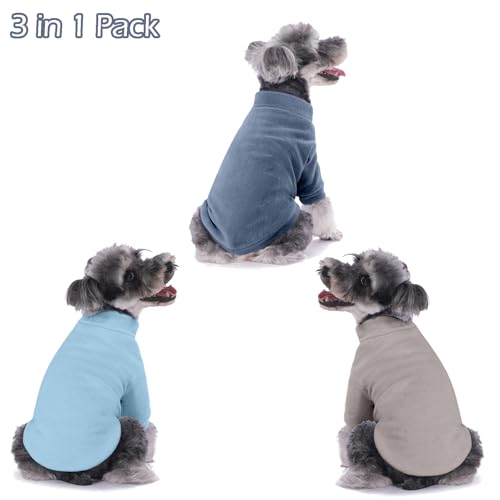 GYALAPERI Dog Sweater, 3 Pack Dog Sweaters for Small Dogs Girl Boy, Ultra Soft Warm Puppy Clothes Dog Coat for Winter (Gray+Azure+Navy, Medium) - Image 3
