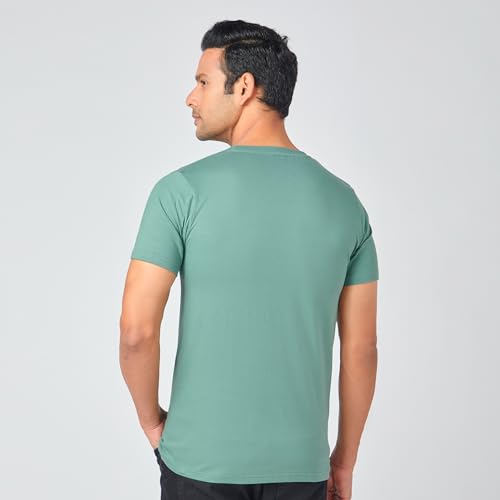 Image of MARKRICH Men's Athleisure 100% Cotton Rich Short for Casual Regular fit Plain Half Sleeve Solid Colors Crew Neck Summer Wear T Shirt