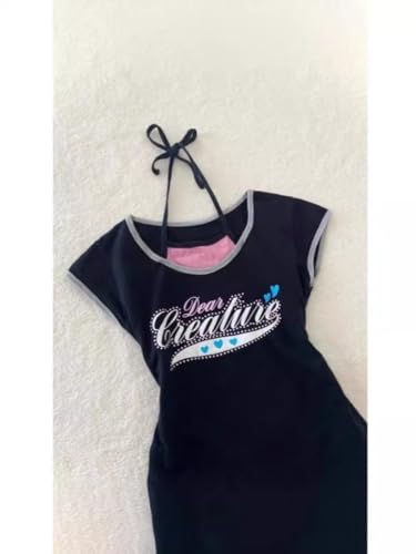Image of Kawaii Cutecore Harajuku Y2k 2000s Tops Summer Preppy Aesthetic Alt Goth Emo Short Sleeve Graphic Tees