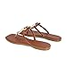 Wnshonzy Flip-Flops for Women Thong Sandals Flat Slip on Slides Leather Beach Comfort Open Square Toe Ladies Slipper Dressy Metal Hardware Decoration Summer Shoes Casual Fashion Brown