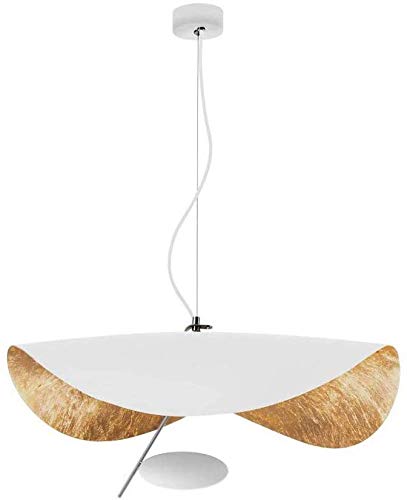 ITETONE Lámpara de Techo LED Moderna, lámpara de Techo, Sala de Estar, Comedor, cafetería, Restaurante pequeño, Ajustable en Longitud en Blanco y Negro, Blanco, 40 cm/luz Blanca