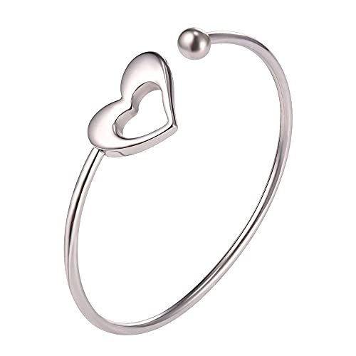 U7 Unisex Simple Cuff Bracelet 18K Real Gold Platinum Plated Fine Bracelets Fashion Jewelry Open Bangle Cuff Bracelets, Twisted or Heart Style F.Heart