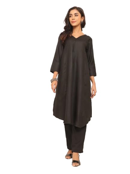 Varanga Women's Violet Strap Kurta With Tonal Bottom & Printed Dupatta  Round Neck, Side Slit Design, Stylish & Comfortable