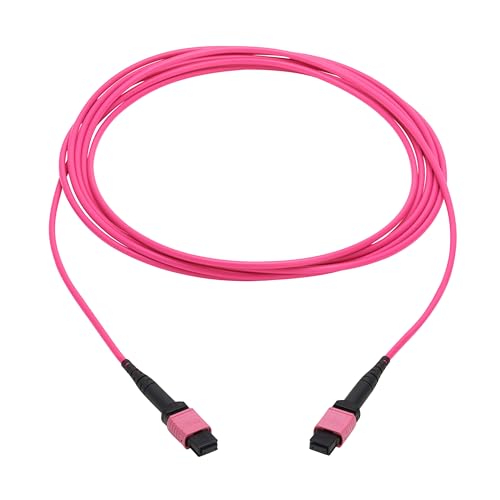 Image of Eaton Tripp Lite Series 4 Meter OM4 50 /125 Fiber Optic Cable, 100G Multimode (12F MPO /MPO-PC Female-to-Female) Type-B Polarity, OFNP Jacket, Magenta, TAA Compliant (N845B-04M-12MTA)