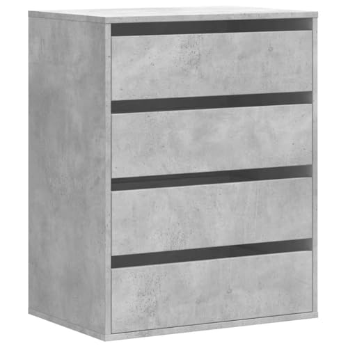 Tomostar Commode 4 Tiroirs, Commode Chambre Meuble de Rangement Chest of Drawers Gris béton 60x41x76 cm Bois d'ingénierie
