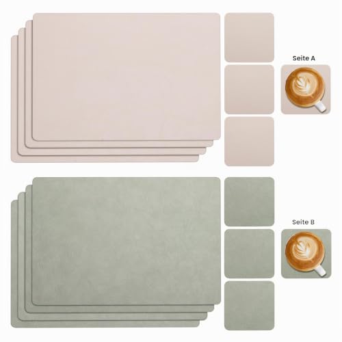 YIHELU Tischset Abwaschbar & Untersetzer, Doppelseitige Platzsets 4er Set – Ansicht 2