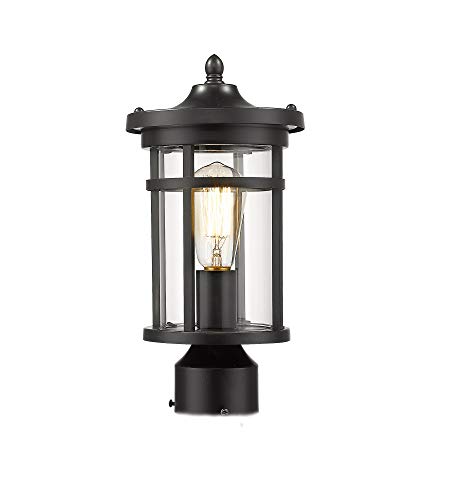 Redeast Outdoor Post Light Fixture,13.58"H Outdoor Post Lantern, Exterior Post Lamp, Outdoor Pillar Lamp for Garden, Deck, Porch, Patio, Yard, Balcony, Hallway, and entryway (Black, 13.58"H)