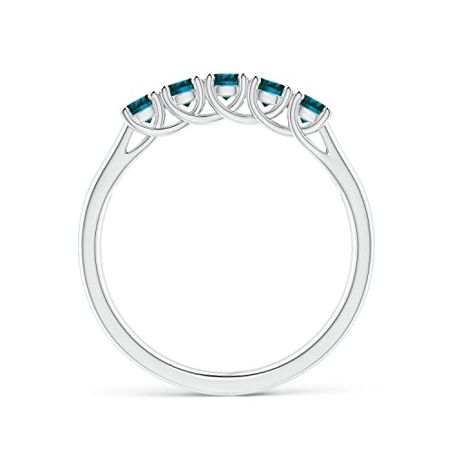 Angara Natural Blue Diamond Wedding Ring for Women | Round Blue Diamond Half Eternity Ring in 14K Solid Gold/Platinum | April Birthday, Anniversary, Gemstone Jewellery Gift2