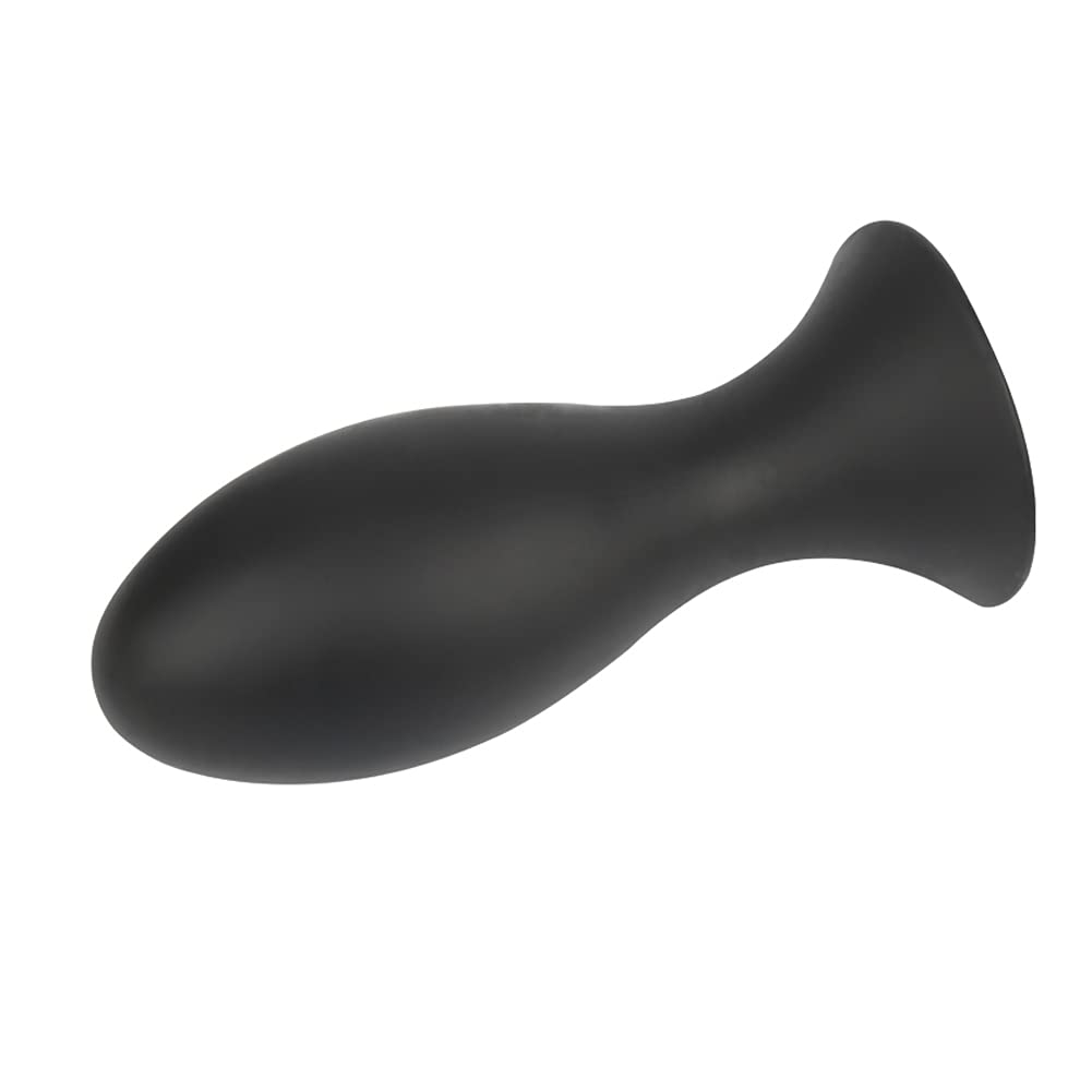 SXOVO Plug Anale Ovale con Ventosa Analesex Toy in Silicone Liquido Butt Plug Anale per Stimolazione Prostata Toys Sessuali per Donna Uomini Coppie (L,Nero)