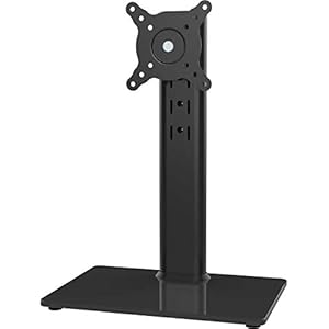 Single LCD Computer Monitor Free-Standing Desk Stand Mount Riser for 13 inch to 32 inch Screen with Swivel, Height Adjustable, Rotation, Vesa Base Stand Holds One (1) Screen up to 77Lbs(HT05B-001))