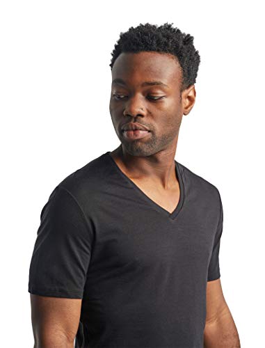 Icebreaker Merino Anatomica T-Shirts for Men, Short Sleeve V-Tee, Merino Wool Base Layer - Lightweight, Durable Thermal Shirts for Skiing, Hiking - Cold Weather Men’s Essentials, Black, Medium4