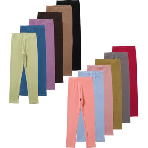 12 Pack Girls Leggings Multipack Pants for Kids Soft Comfortable Leggings High Waisted Kids Yoga Pants