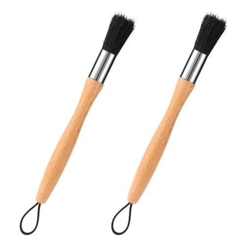 2pcs Auto Parts Cleaning Brushes, Wood Handle Detailing Cleaner Brushes with Lanyard for Cleaning Automotive Engine Car Motors Machinery