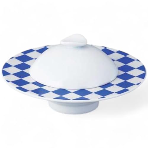 匠美風 有田焼 15cm 取り皿 蓋付き 太白青銀市松リム付 蓋物 日本製