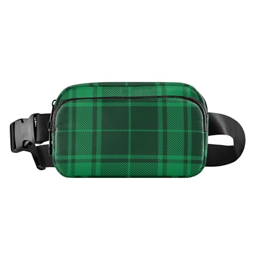Riñonera de cintura para hombres y mujeres, con correa ajustable a cuadros de tartán verde, riñonera para perros, caminar, correr, ciclismo, senderismo, viajes, entrenamiento, B181, Bolsillo para