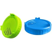 2Pcs Blue and Green Sproutings Lid jar Sproutings Lids Plastic Sprouting Lid for Wide Mouth to Grow Beans Sprouts Jars Canning Kitchen and Dining