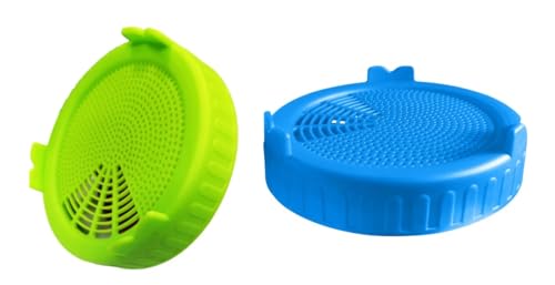 2Pcs Blue and Green Sproutings Lid jar Sproutings Lids Plastic Sprouting Lid for Wide Mouth to Grow Beans Sprouts Jars Canning Kitchen and Dining