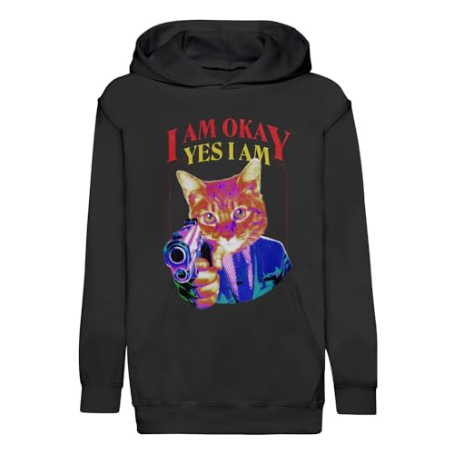 Sweat à capuche enfant chat pistolet humour vintage premium confortable au quotidien