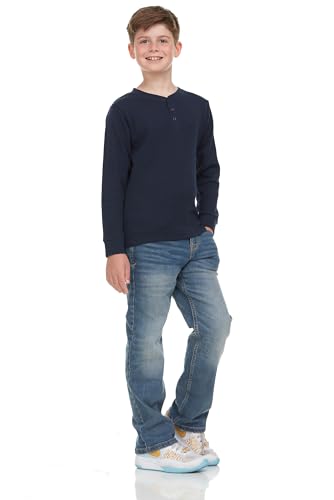 Boys' 2-Pack Thermal Henley Tops - Cozy, Breathable Long Sleeve Shirts for School and Play, Sizes 4-182