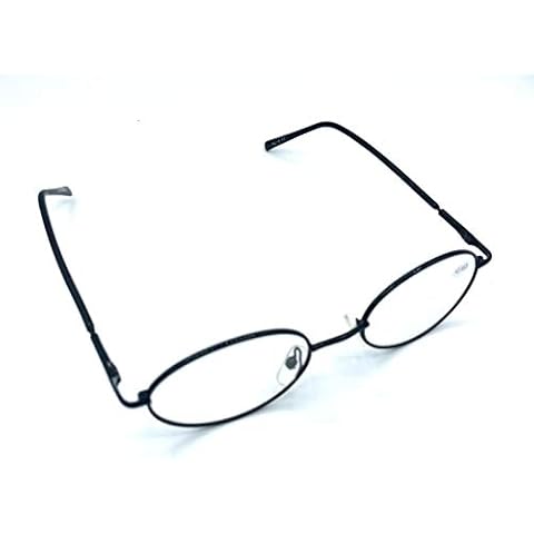 eztravel Reading glasses with metal frame, small oval lenses in choice of colours and magnifications, unisex for adults (Black, 2) Cover