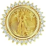 1.00 Ct Round Cut Lab Created Diamond Prong Setting Woman's Liberty Coin Ring, 14K Yellow Gold Finish (7)