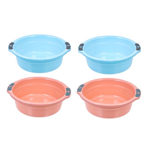 FIXOSHEE 4Pcs Medium Portable Bathroom Washbasins with Double Handles and Hanging Multipurpose Handwashing and Vegetable Bowls for Home Use Space-saving Kitchen Basins Random Color
