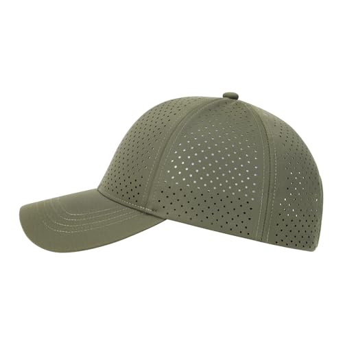 Image of FEINION Men Summer Adjustable Performance Hat Breathable Snapback Laser Perforated Mesh Baseball Cap