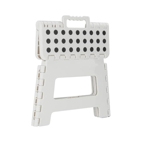 Banqueta Dobrável Banquinho Resistente Multiuso De Plástico Com Alça Portátil 22cm Branco