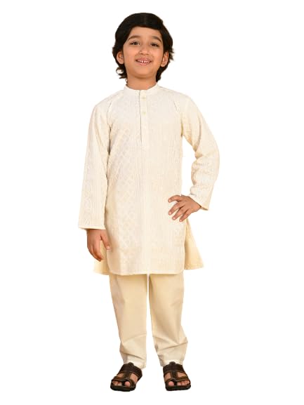 Image of Saka Designs Boy's Embroidered Kurta & Pyjamas - Red