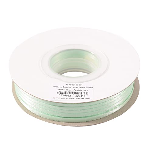 Vaessen Creative Satin Ribbon, Pastel Green, 6mm x 10m, Elegant Shine for Card Making Scrapbooks - Image 2