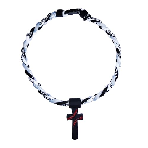 Veitlyn Baseball Rope Necklace with Silicone Cross (Black-Gray-White, 18 inches) by Veitlyn - Used condition - US$8.90
