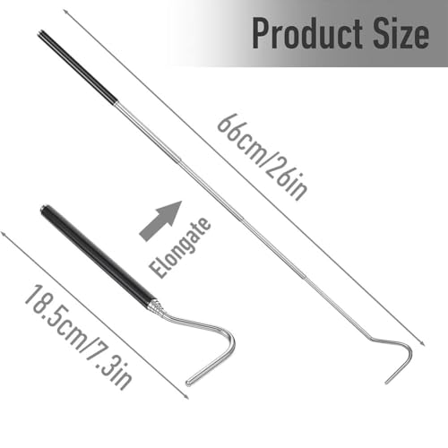 PAIKIUU Ausziehbarer Schlangenhaken 7,7-26\ Edelstahl Greifhaken Einziehbarer Schlangenfang Rod Stick Pole Tool für bis zu 2 Pfund Kleine Schlangenfang Kontrolle Bewegen