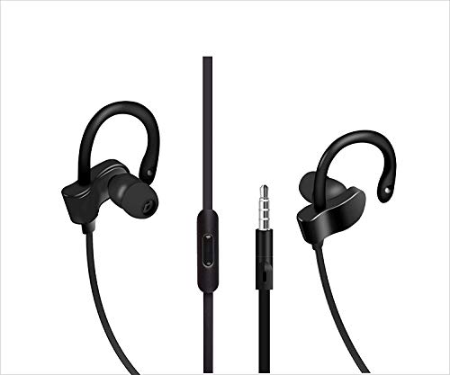 EDOG Earhook Headphones with Ear Clips, Workout Earbuds and Built-in Remote and Mic for Sport Running Gym Workout Compatible for iPhone Samsung HTC LG (Black)