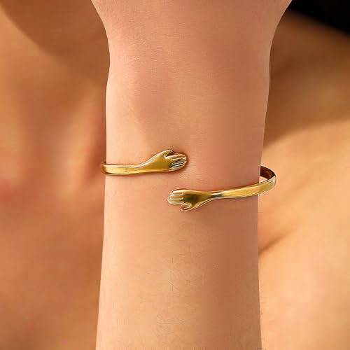 Hug Bracelet For Granddaughter, To My Granddaughter Bracelet From Grandmother Come to My Arm Hugging Cuff Bangle Adjustable Non Tarnish Jewelry Gift for Women 6