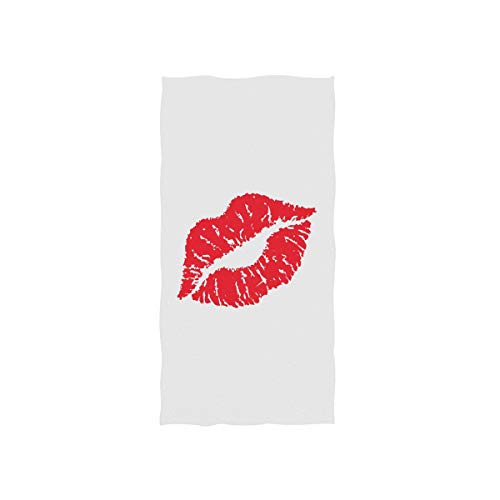 Naanle Sexy Red Lip On White Soft Bath Towel Absorbent Hand Towels Multipurpose for Bathroom Hotel Gym and Spa 30