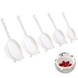 5Pcs Kefir Strainer Set, 5 Sizes Plastic Nylon Mesh Strainers with Handle Double Ear Fine Mesh Colander Flour Sifter for Yogurt Baking Kitchen Kefir Tea Juice Pasta