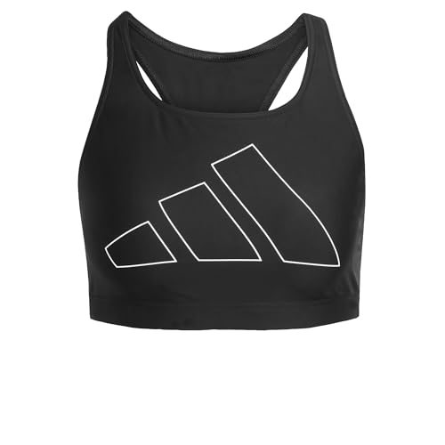 adidas Mujer Big Bars Bikini Top, Black/White, L