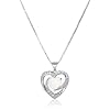Amazon Essentials Women’s Sterling Silver Created Opal and White Sapphire Open Heart Pendant Necklace, 18″