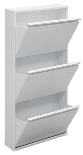 Arregui Zeo CZ301-Z Mueble para Zapatos de Acero con Capacidad de 9 a 12 Pares de Zapatos | Zapatero Estrecho de 14 cm de Fondo | Zapateros para Entrada, Recibidor, Pared | Sin Montaje | Blanco
