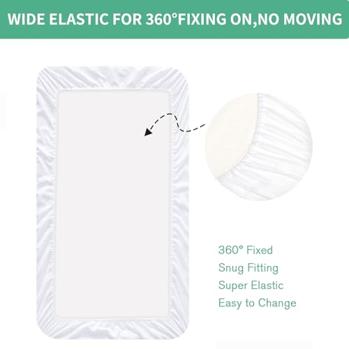 Image of Bimocosy 3D Mesh Crib Mattress Protector Sheets, 100% Breathable Waterproof Crib Sheets for Comfort & All-Round, Pad Cover Fitted Fits for Toddler Bed Mattress, 52 inch x 28 inch